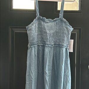 Ingrid & Isabel Denim Blue Smocked Dress With Pocket and Adjustable Straps XL